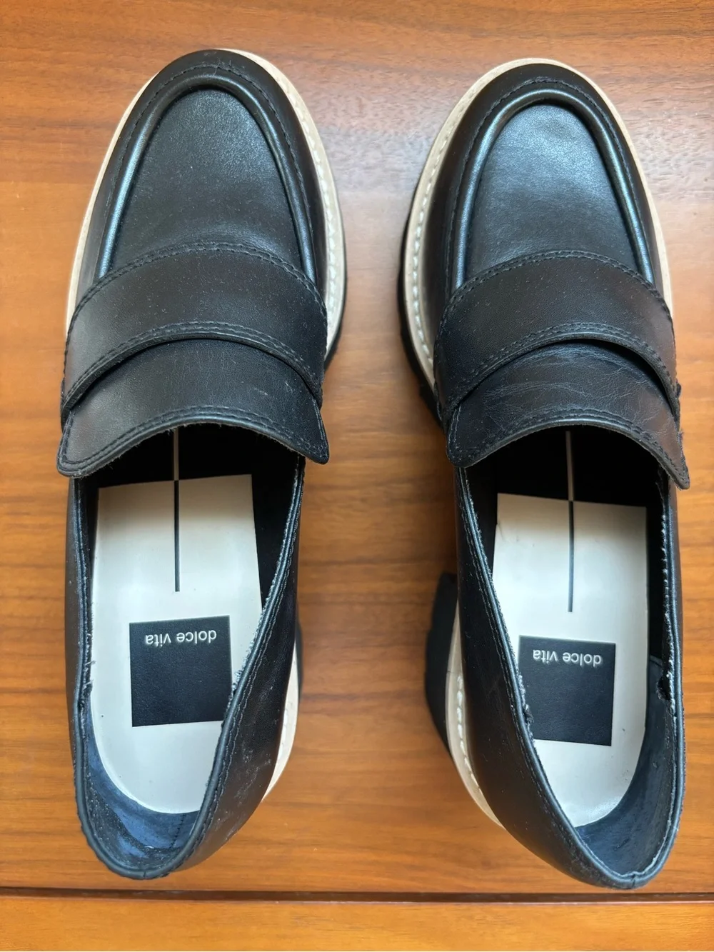 Dolce Vita Halona Chunky Penny Loafers Onyx Leather Size 6